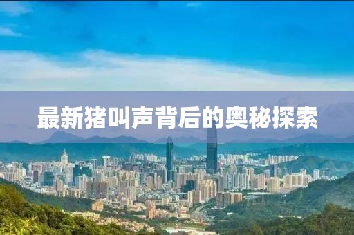 最新猪叫声背后的奥秘探索