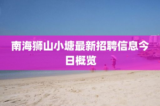 南海狮山小塘最新招聘信息今日概览