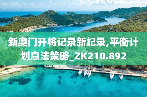 新奥门开将记录新纪录,平衡计划息法策略_ZK210.892