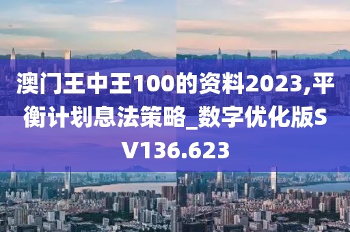 澳门王中王100的资料2023,平衡计划息法策略_数字优化版SV136.623