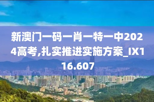 新澳门一码一肖一特一中2024高考,扎实推进实施方案_IX116.607