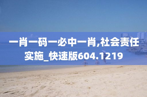 一肖一码一必中一肖,社会责任实施_快速版604.1219